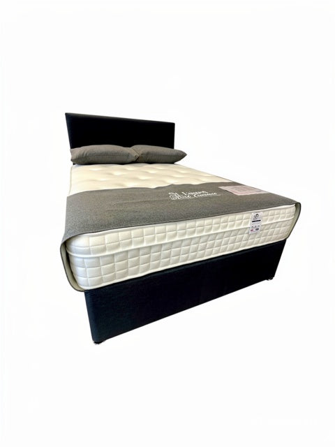 St James Bed Centre Essentials Memory Pocket divan set with upholstered fabric and built-in storage drawers.