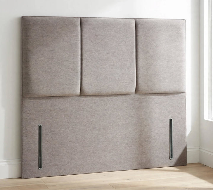3 panel floor standing headboard - light grey linen - vertical seams - St James Beds
