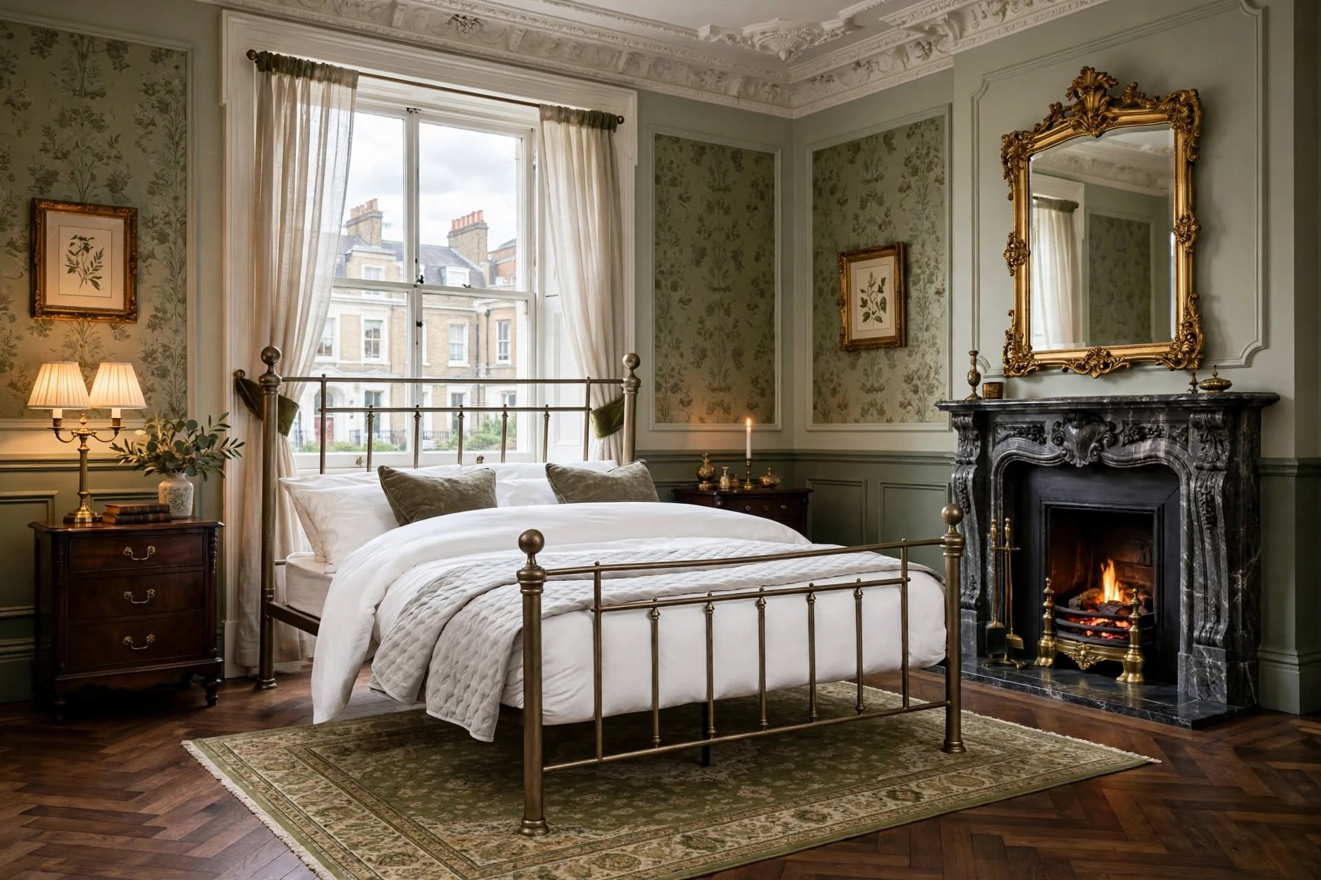 Aurelia Brass Effect Metal Bed Frame with Slender Bars and Ball Finials - Victorian Style Brass Bed at St James Beds Centre King's Lynn
