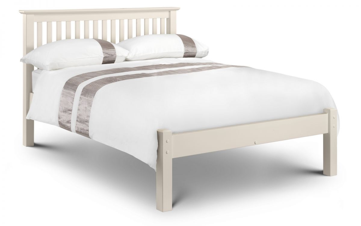 Barcelona Low Foot End Bed in Stone White lacquer with shaker style headboard