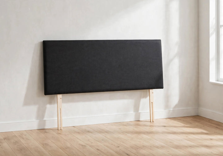 Black Fabric Upholstered Strutted Headboard Plain Modern Design - Headboards at St James Beds Centre King's Lynn