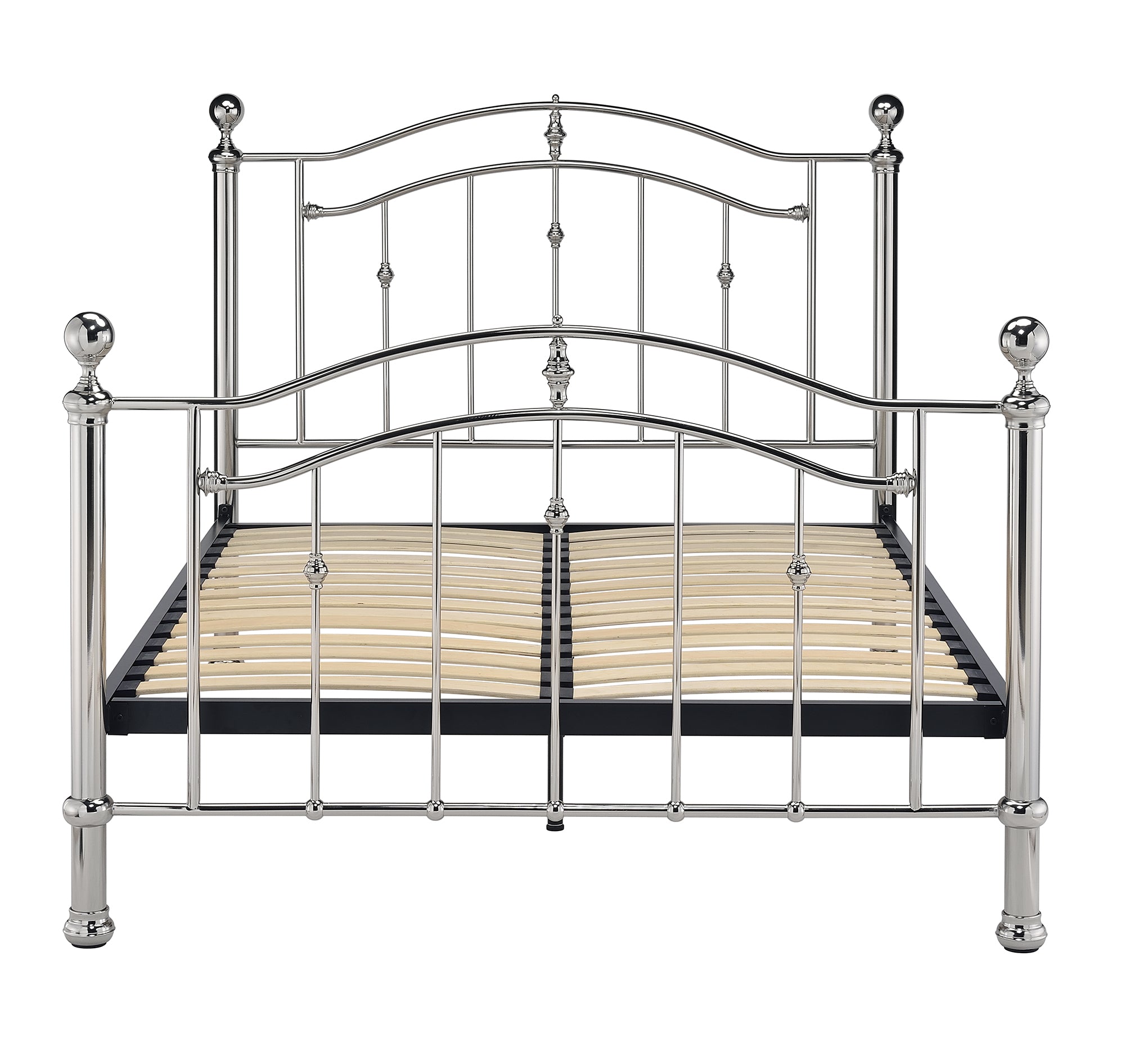 CALLISTO bed frame in Black Chrome finish with Crystal finials, classic styling