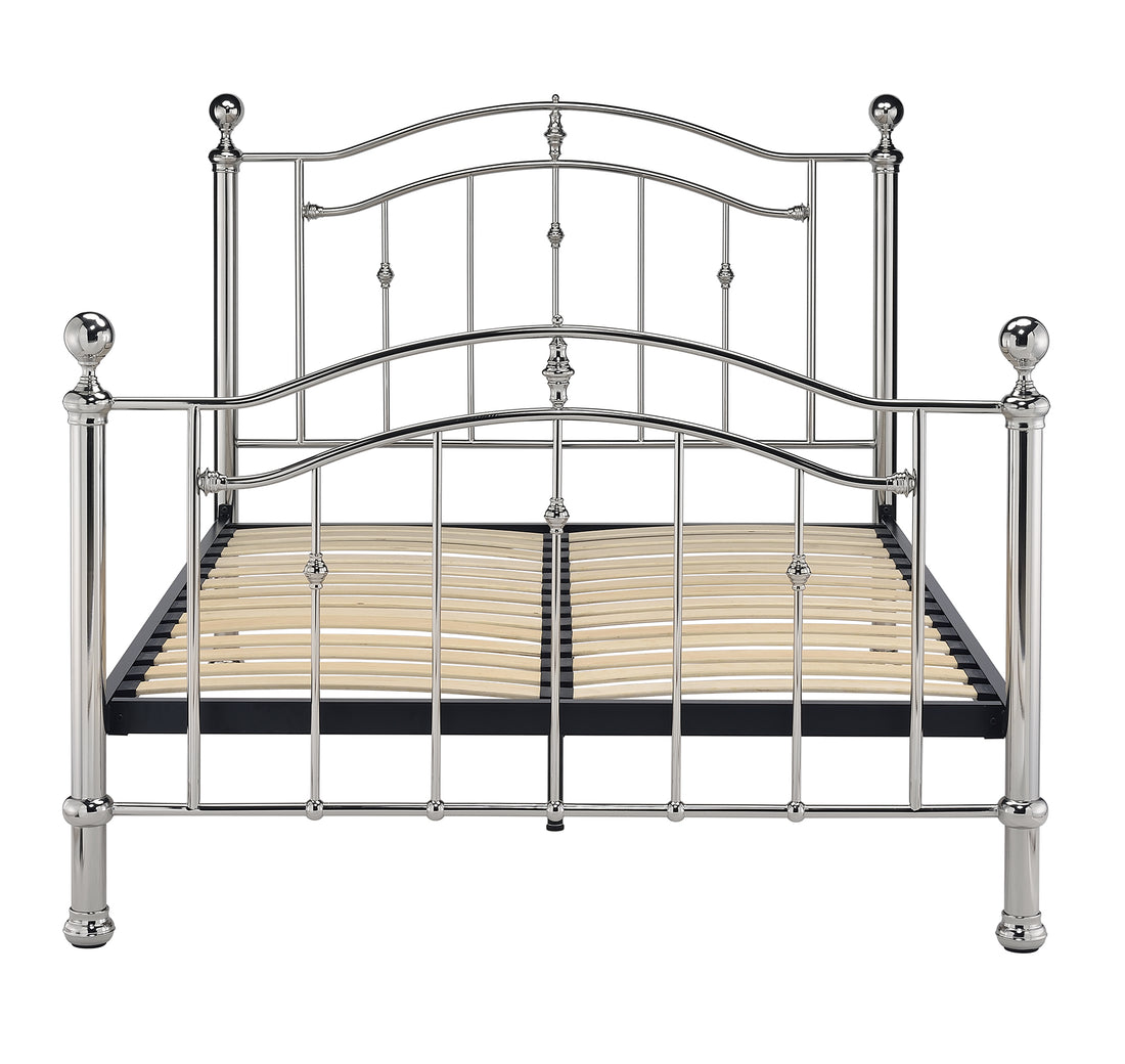 CALLISTO bed frame in Black Chrome finish with Crystal finials, classic styling