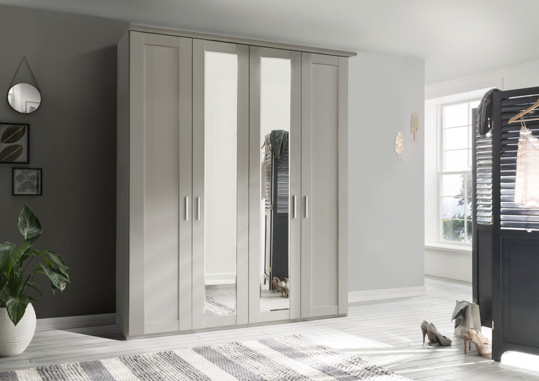 Cambridge traditional wardrobe with panel effect doors in cream finish, German engineered"