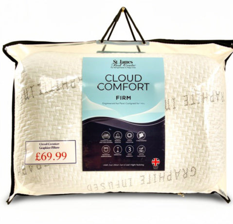 Cloud Comfort Firm Pillow with graphite infused cooling memory foam, St James Beds King's Lynn