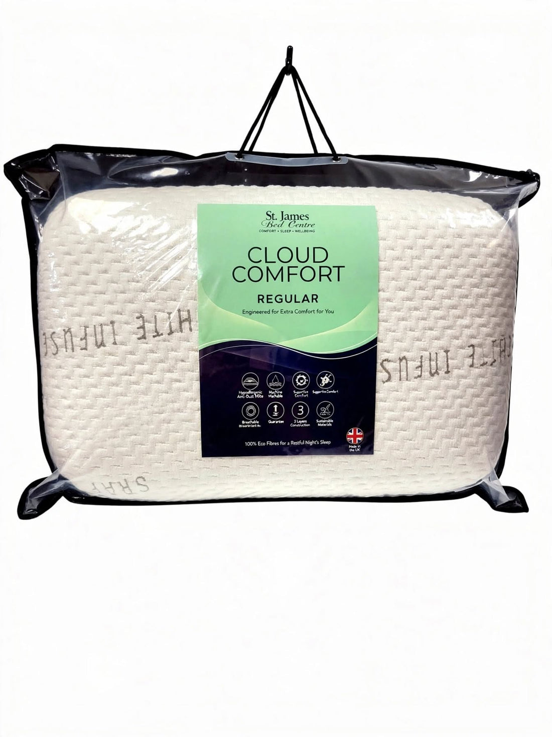 Cloud Comfort Regular Pillow with graphite infused cooling memory foam - St James Beds King's Lynn
