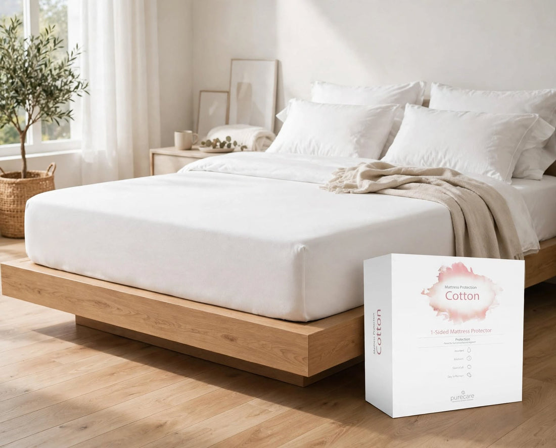 Cotton 1-Sided Mattress Protector by Purecare jersey knit smooth surface Waterproof Allergen Cool to the Touch Sleep Breathable Powdery Soft Breathable - St James Bed Centre Kings Lynn Norfolk
