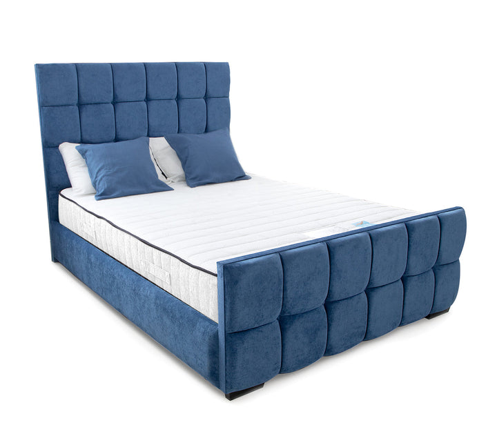 Cypress bed frame with deep button and square panel design, St James Beds