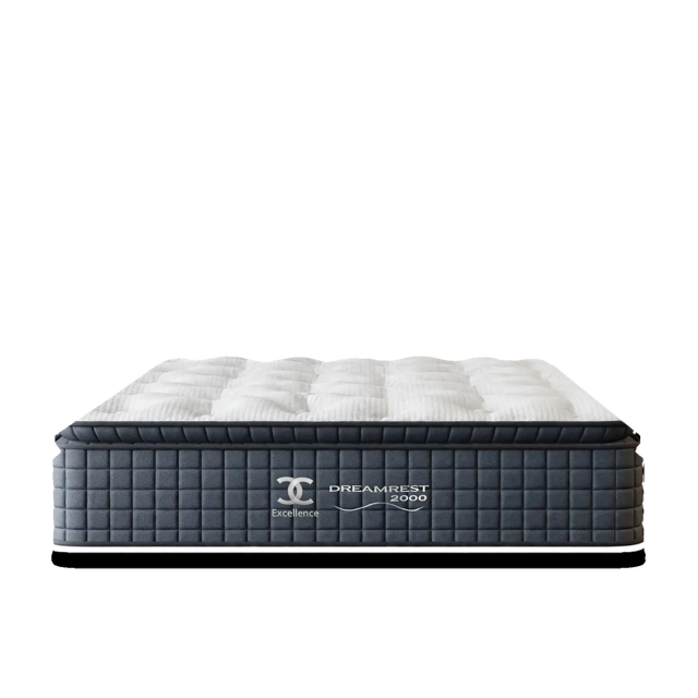 Dreamrest 2000 Excellence Pillow Top Mattress - Medium Feel 2000 Pocket Spring Mattress with Charcoal Quilted Border - St James Bed Centre Norfolk