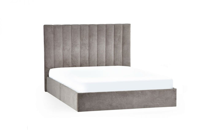 Elouise bed frame in sophisticated chenille grey, St James Beds