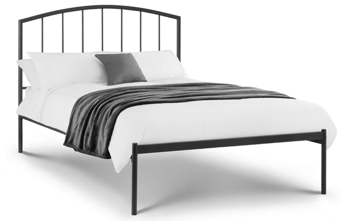 Finlay bed frame in anthracite finish, contemporary metal bed with clean lines