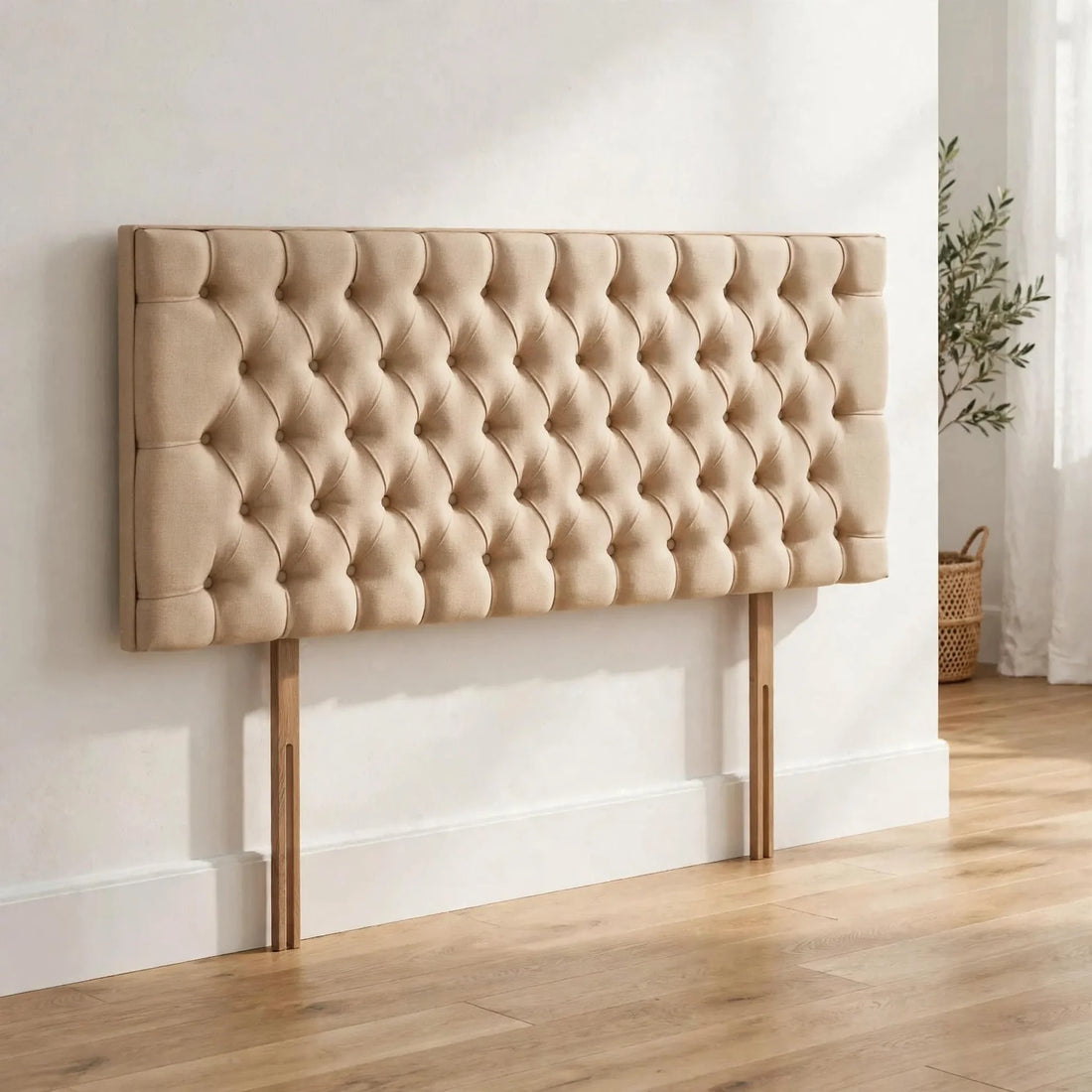 Florence entry level woven mellow headboard 180cm deep buttoned - St James Bed Centre King's Lynn
