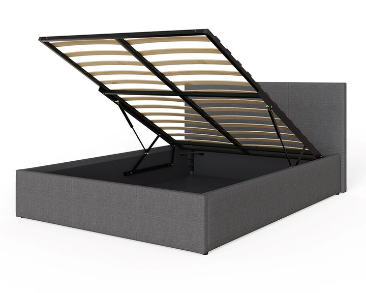 Grey Ottoman Lift-Up Storage Bed in light grey linen, St James Beds