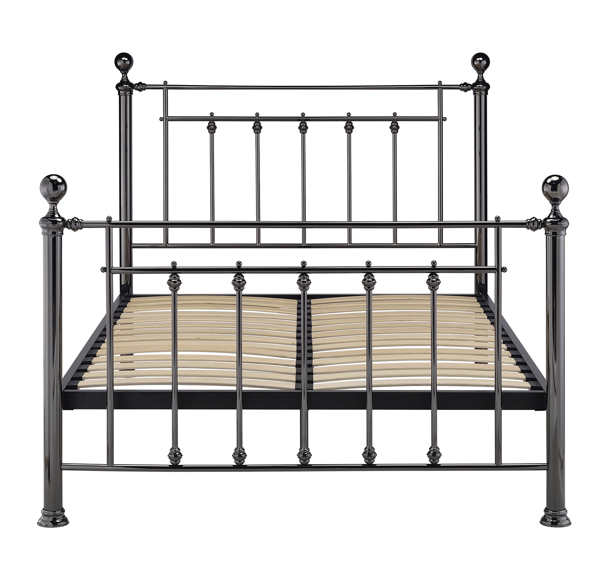 Libra bed frame in black chrome finish with Crystal finials, classic design