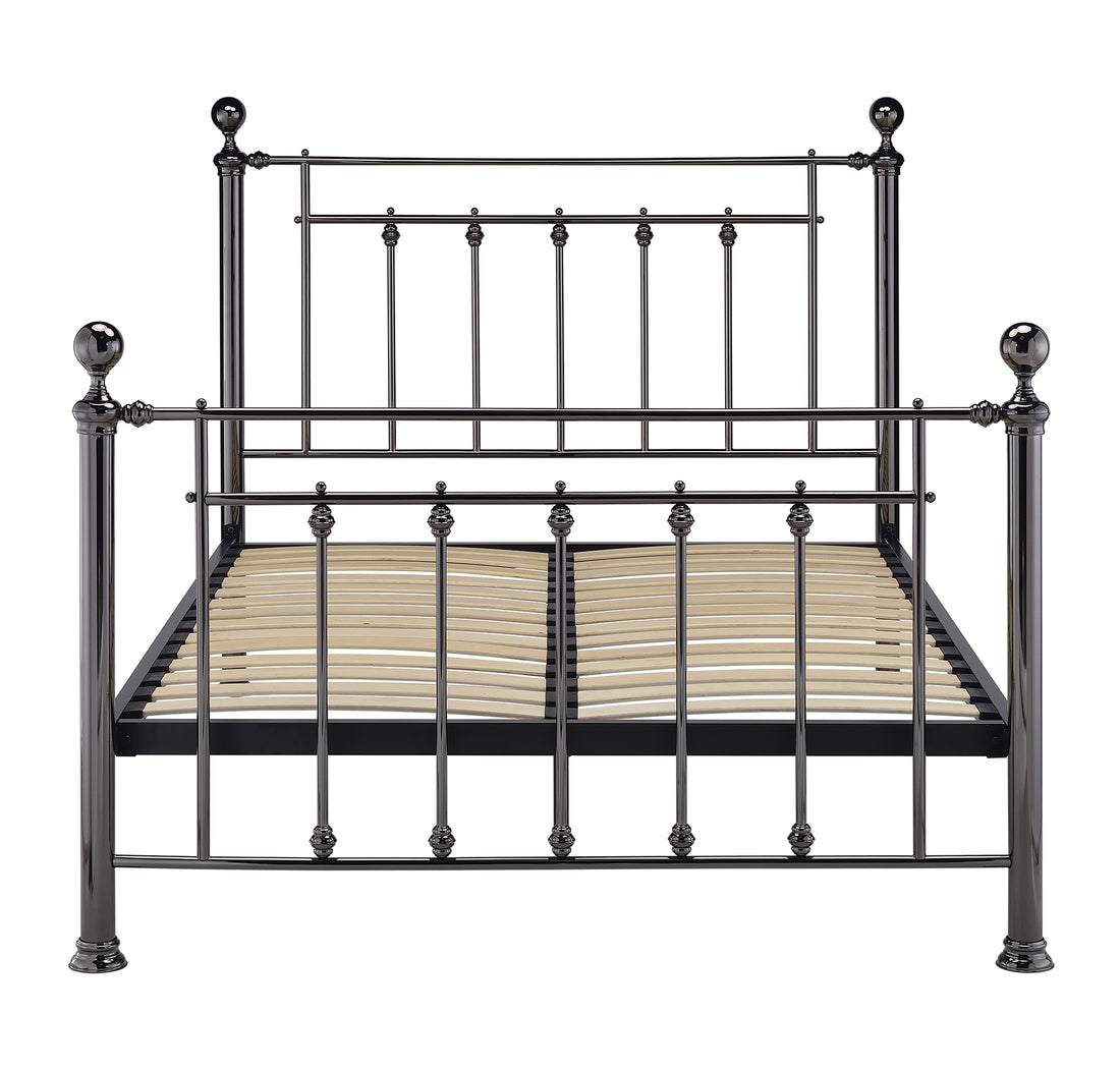 Libra bed frame in black chrome finish with Crystal finials, classic design
