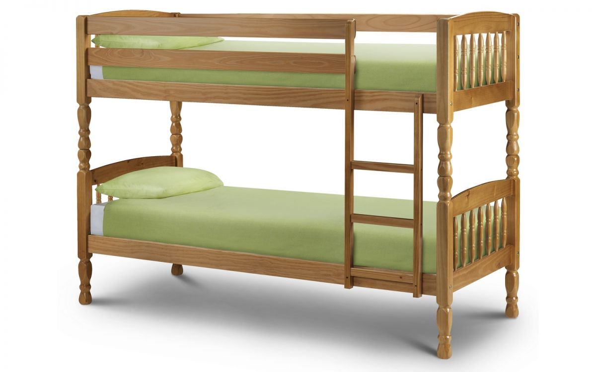 Lincoln Bunk Bed with traditional turned spindles and antique lacquer finish, St James Beds King's Lynn
