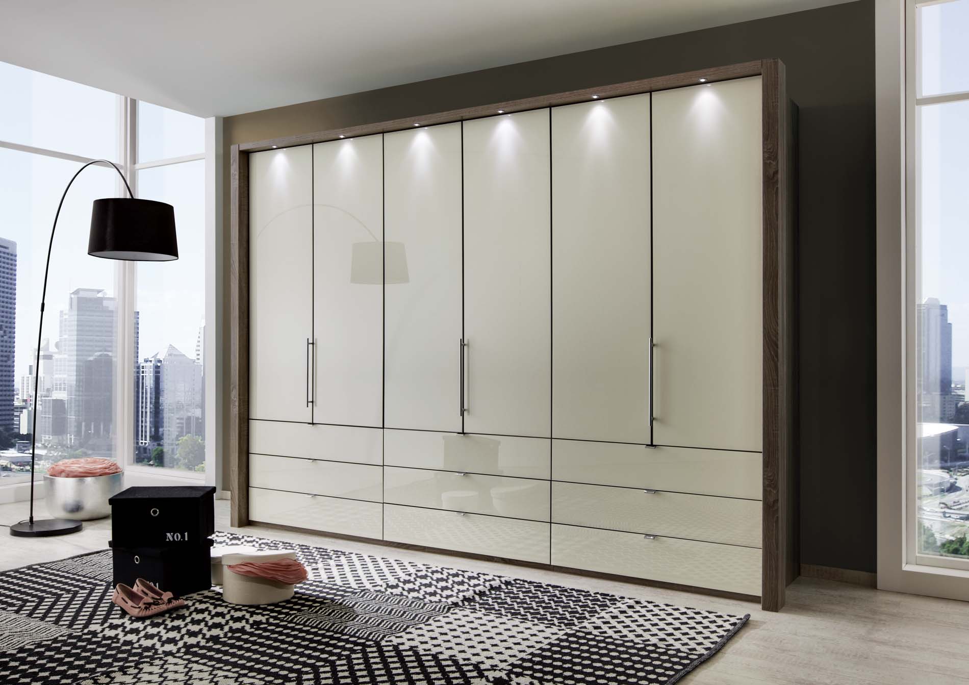 Loft VIP Collection German design wardrobe with glass doors and internal storage drawers at St James Bed Centre King's Lynn PE30 1AP
