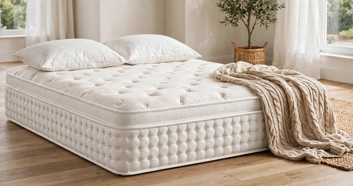 Lux Pocket Memory Mattress with 1000 pocket springs and white tufted border - St James Bed Centre Kings Lynn