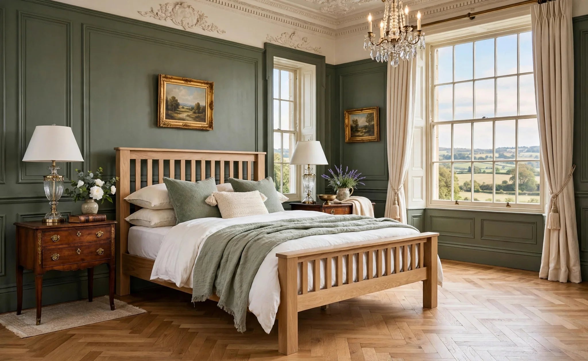 Mallory high footend bed crafted from solid oak - St James Bed Centre King's Lynn