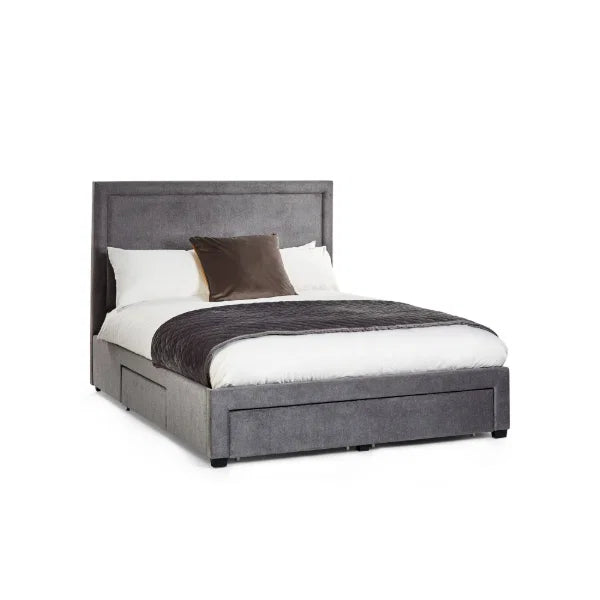 Mayfair Storage Bed 135cm grey with padded headboard, St James Beds