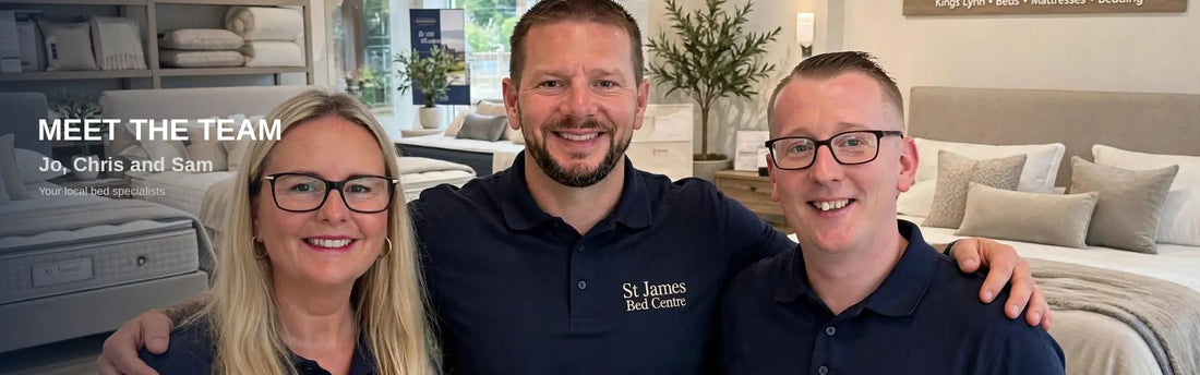 Meet the team at St James Bed Centre King's Lynn - Jo, Chris and Sam your local bed specialists