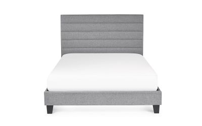Merida bed frame with horizontal tufted headboard in grey linen, St James Beds
