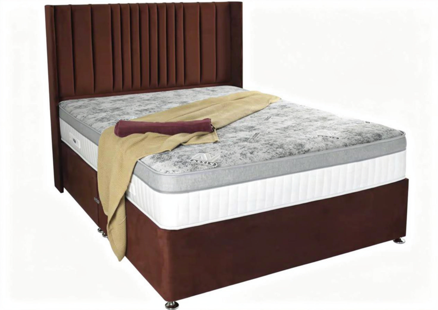 Offiah Activ Support firm graphene mattress with divan base on white background at St James Bed Centre King's Lynn PE30 1AP, endorsed by Martin Offiah