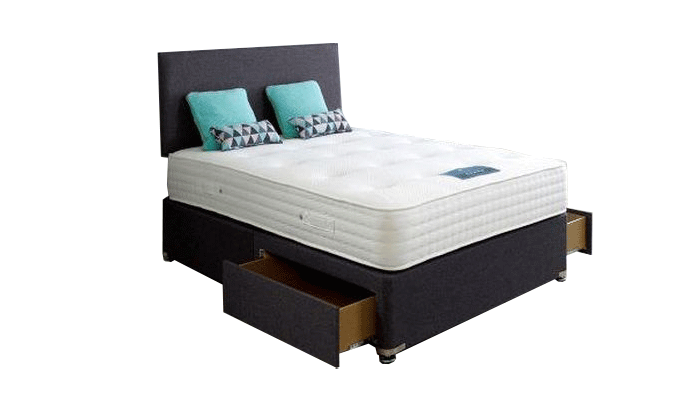 Package deal with 1500 pocket sprung winter summer mattress, 2 drawer storage base and London headboard - St James Bed Centre King’s Lynn