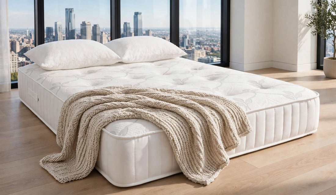 Pocket Brick Extra Firm Mattress - white leaf pattern - tufted - St James Bed Centre