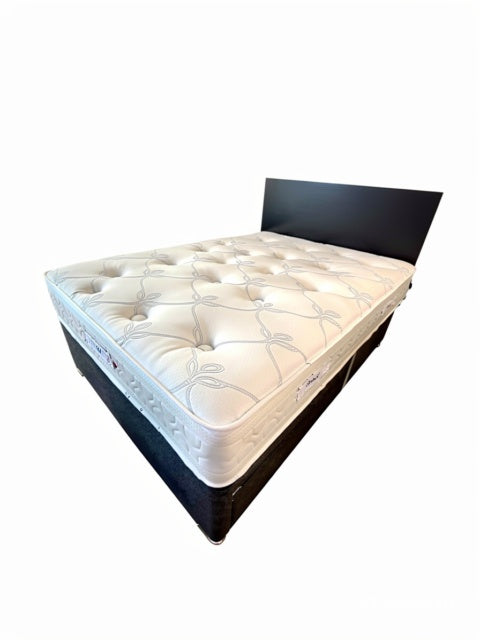 Pocket Brick Ortho Divan Set with 1000 pocket sprung mattress and free matching headboard in grey fabric - St James Beds King's Lynn