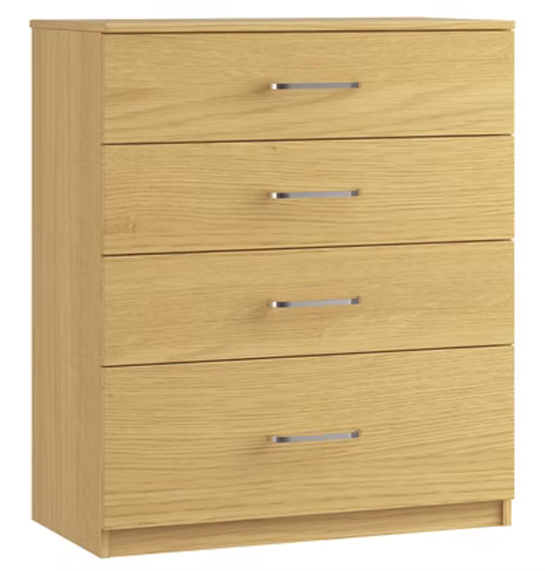 Revenna furniture range featuring modern wooden cabinets and tables from St James Bed Centre, shown in natural wood finish.