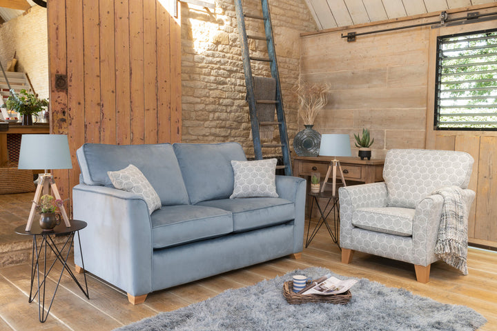 Reuben Sofa Bed Range with compact proportions and neat angular arms, St James Beds King's Lynn