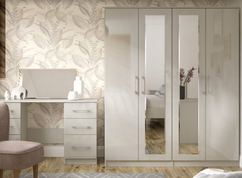 Roma high gloss grey bedroom furniture set with sleek modern design"