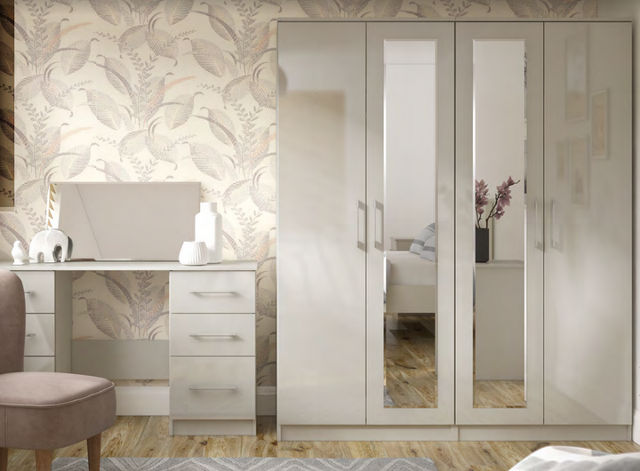 Roma high gloss grey bedroom furniture set with sleek modern design"
