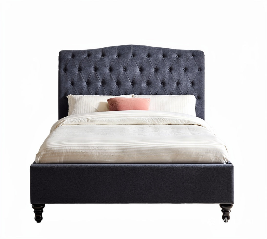Rosa bed frame with stylish buttoned headboard in Light Grey, St James Beds