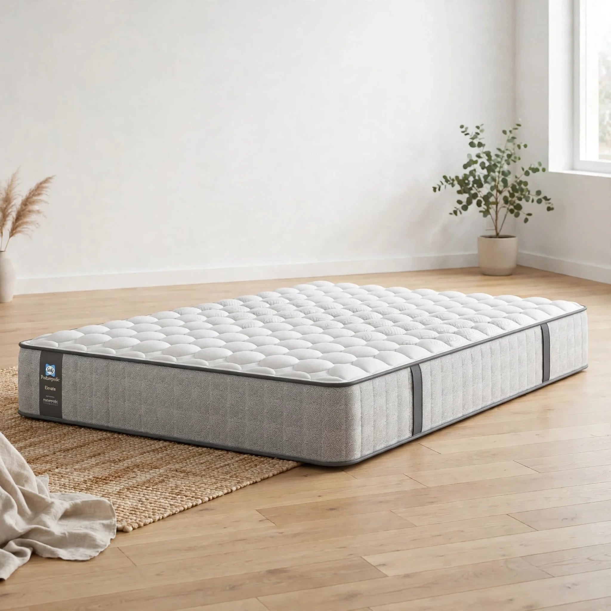Sealy Posturepedic Elevate Emin firm mattress on bedroom floor - St James Bed Centre King's Lynn
