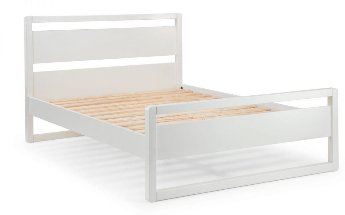     "Side view of Venice bed frame with clean lines and solid construction"

