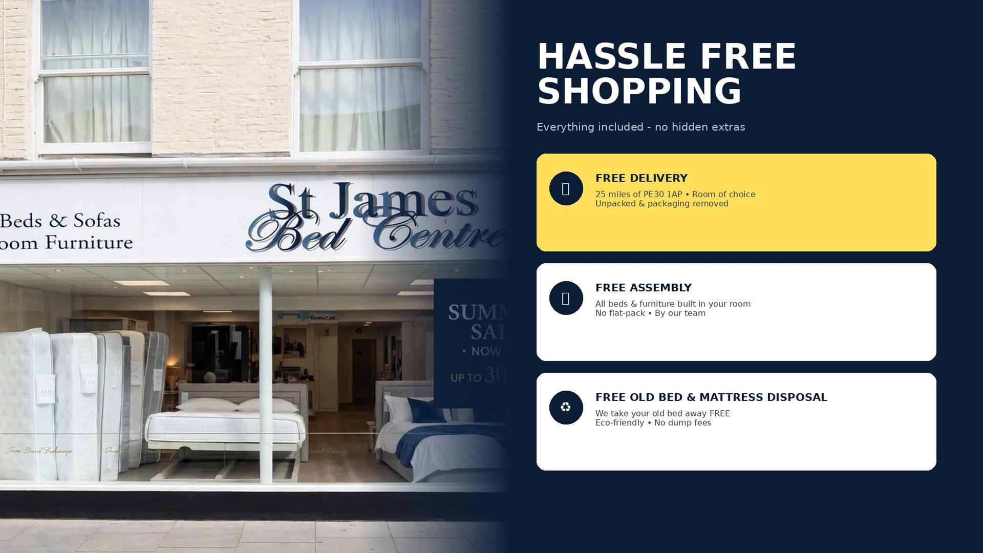 St James Bed Centre King's Lynn - free delivery and free old bed disposal across West Norfolk