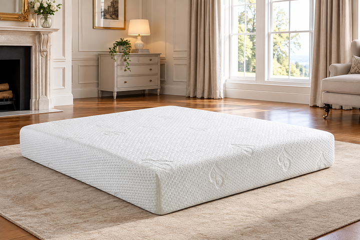 St James Beds Silver Memory Foam Mattress in a luxury manor house bedroom.