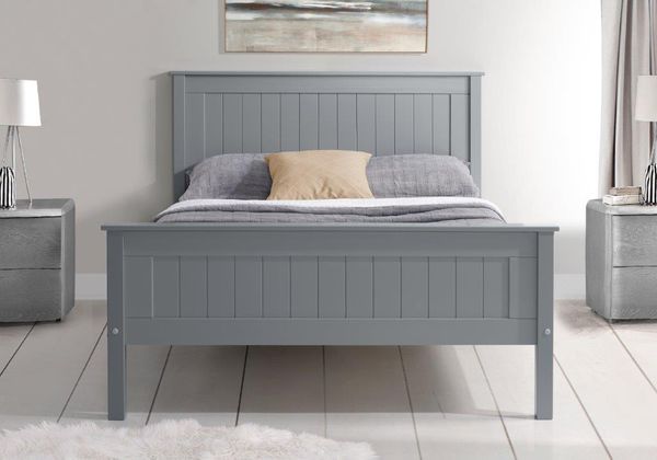Taurus bed frame in Grey with panel detail headboard and footboard