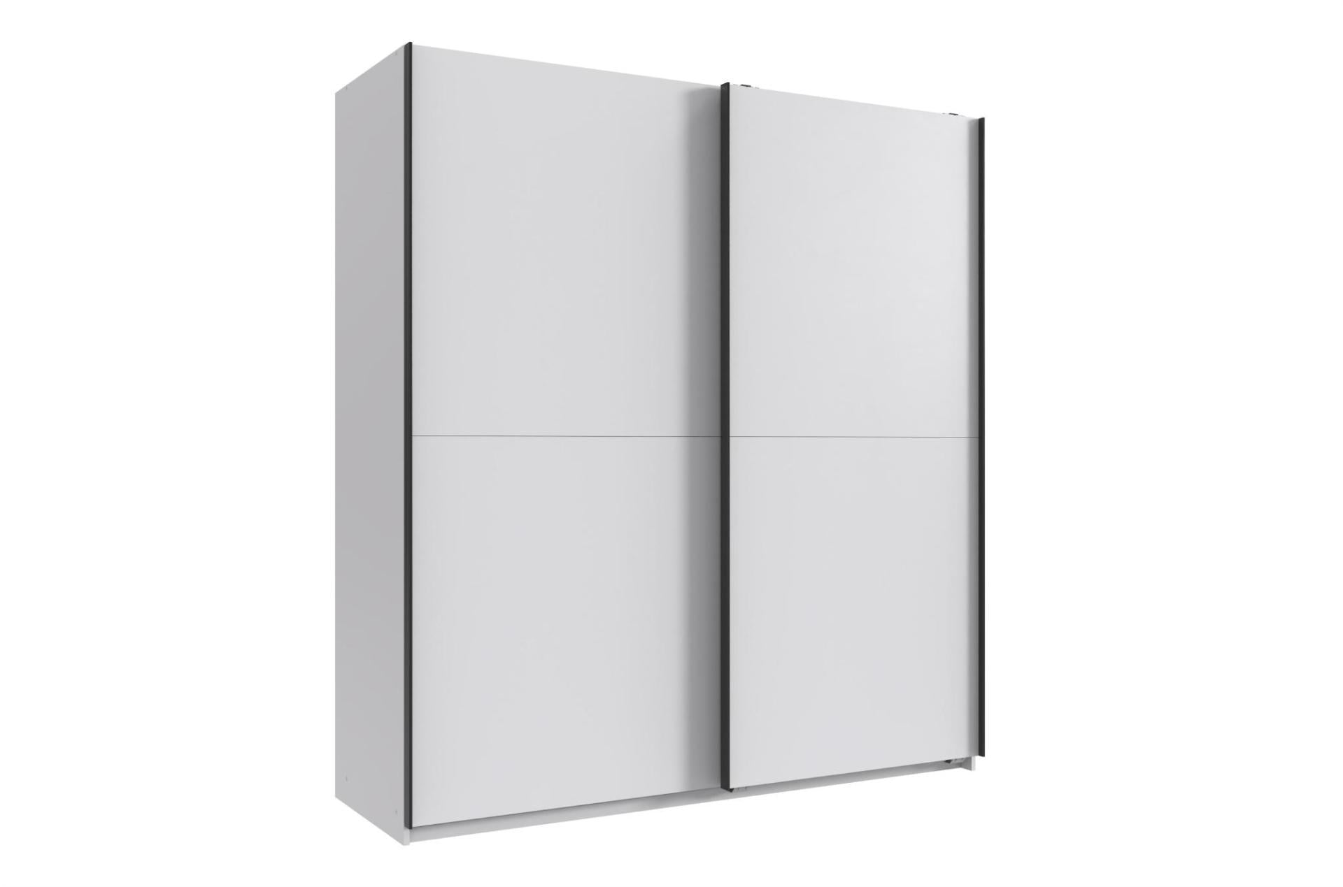 The Derby sliding wardrobe in graphite with mirror doors and white with plain doors, German engineered, at St James Bed Centre King's Lynn PE30 1AP