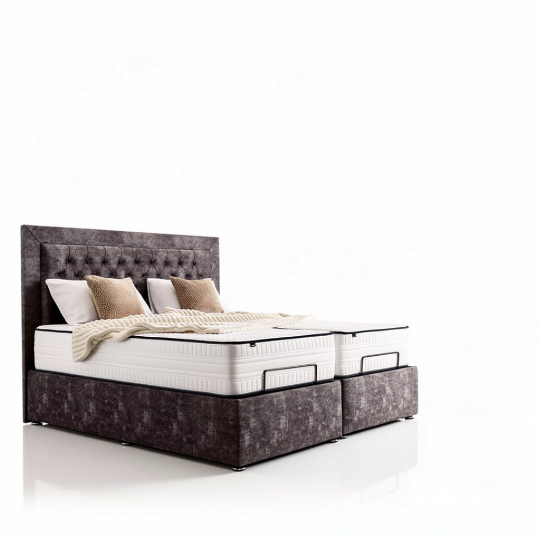 Trio dual adjustable bed set with pocket sprung mattress on white background - St James Bed Centre