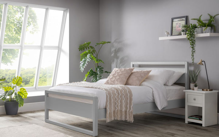 Venice bed frame in Surf White with minimalist design, St James Beds