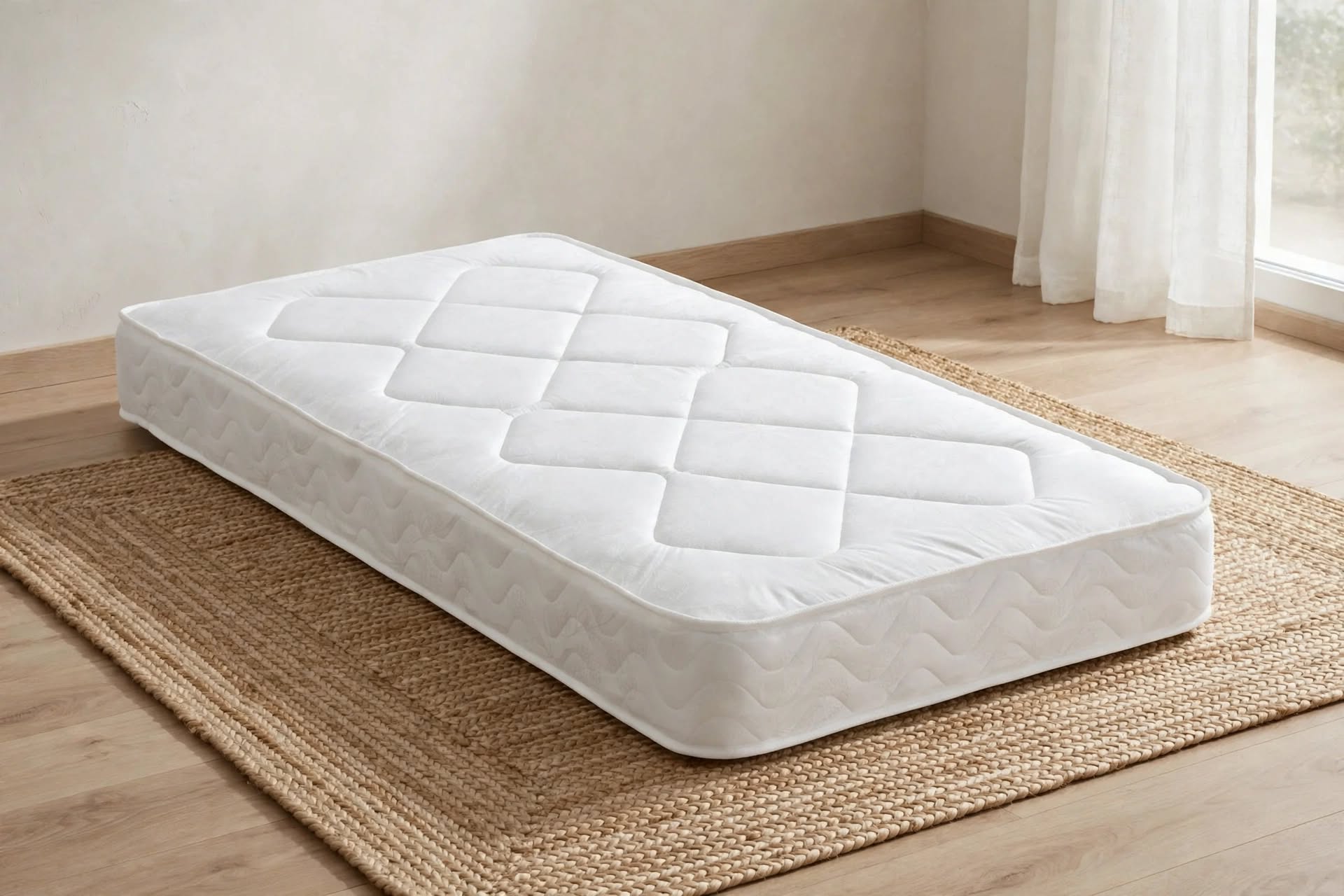 Winchester 13.5 gauge spring economy mattress medium feel white quilted diamond stitched mattress - St James Beds