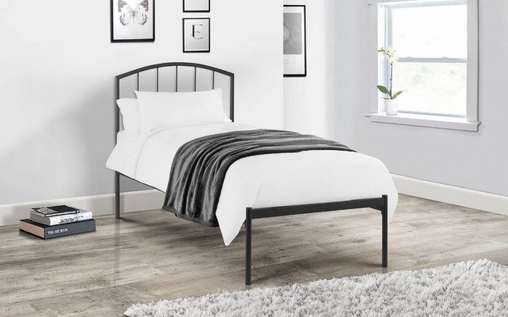 Anthracite Finlay Bed Frame by St James Bed Centre, stylish bedstead with a modern design and sturdy construction.