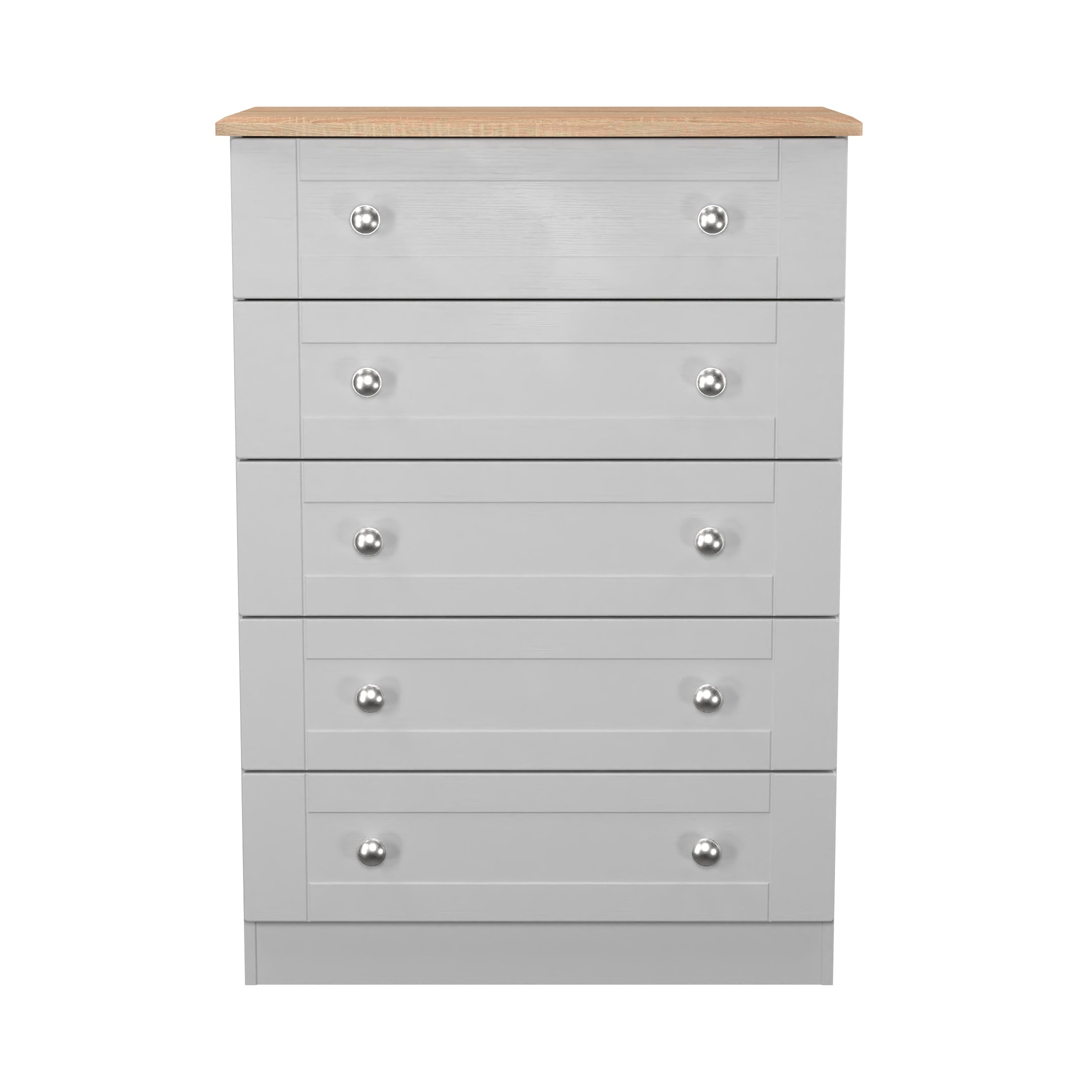 sussex grey 5 drawer wide chest with oak top st james bed centre kings lynn